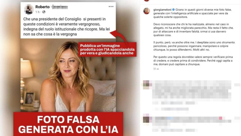Les images de Giorgia Meloni générées avec l&rsquo;IA, quand le visage et le corps ne nous appartiennent plus